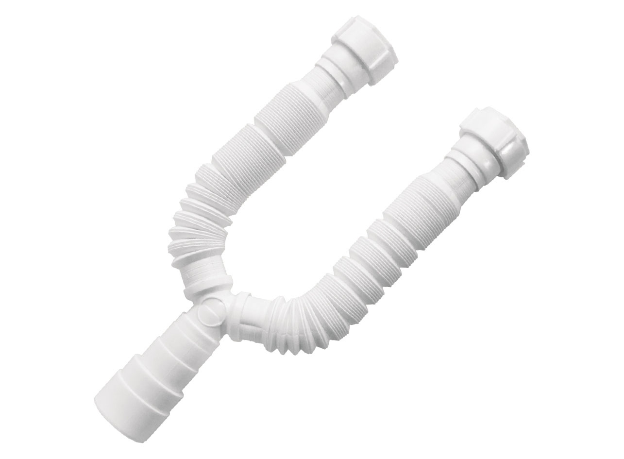 TUBO EXTENSIVO CON ANILLO PLASTICO BLANCO DOBLE (SIFÓN MULTIUSO)